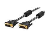 Ednet DVI connection cable, DVI(24+1), 2x ferrit M/M, 3.0m, DVI-D Dual Link, cotton, gold, bl