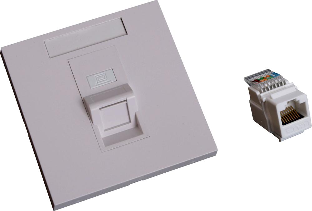 EuroLan UTP zásuvka pod omítku, 1x RJ45, 45°, bílá, Cat.6 keystone